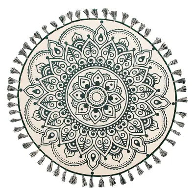 Round Area Rug Mandala Pattern Ã¸ cm Cream and Green IRICE