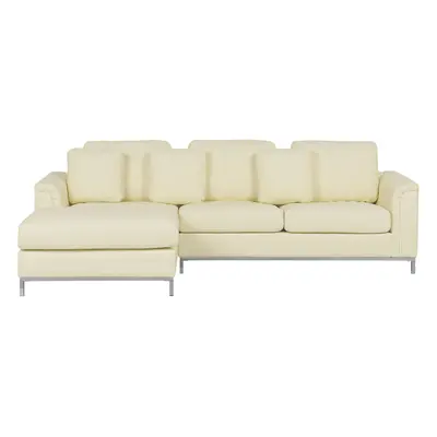 Right Hand Leather Corner Sofa Beige OSLO