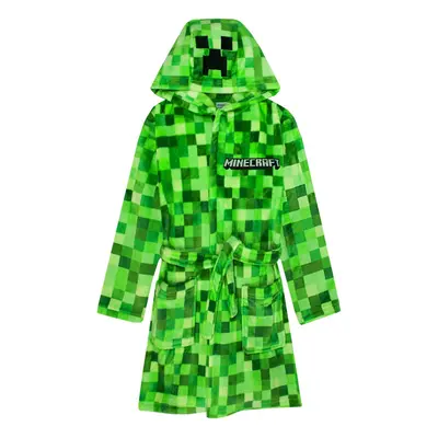 (11-12 Years, Green) Minecraft Boys Creeper Pixel Dressing Gown