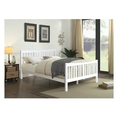 (White, With Harper Mattress) 5ft Solid Wooden Bedframe in Caramel or White