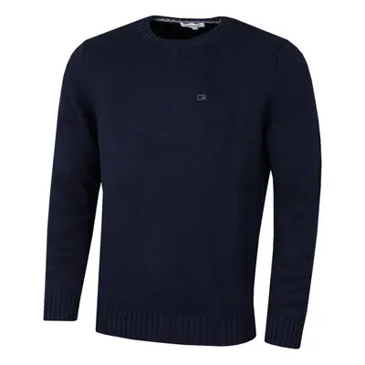 (S, Navy) Calvin Klein Mens Knit Crew Neck Cotton CK Golf Sweater