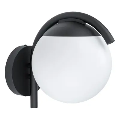 IP44 Outdoor Wall Light Black & Diffused Shade x 28W E27 Bulb Porch Lamp