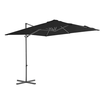 vidaXL Cantilever Umbrella with Steel Pole Black Patio Parasol Outdoor Garden