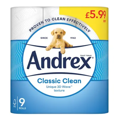 Andrex White 2ply Toilet Tissue x 9pk (90 Rolls)