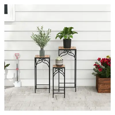 Set of Metal Plant Stand Mosaic Tile Display Rack Home Balcony&Patio