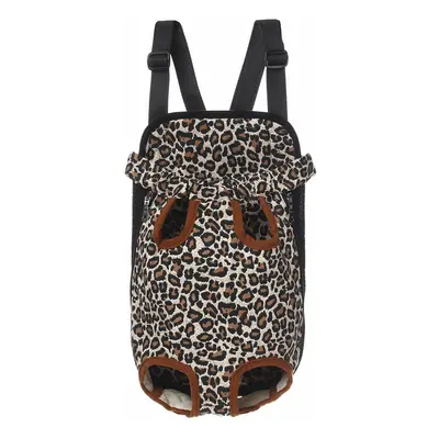 (Leopard, M) Pet Puppy Dog Cat Net Canvas Backpack Front Tote Carrier Travel Shoulder Bag