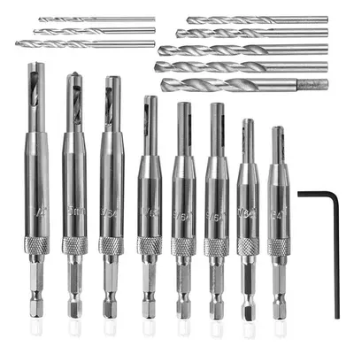 17Pcs Hinge Drill Hexagonal Shank Self-centering Drill Bit Set For Door and Window Derailment Ho