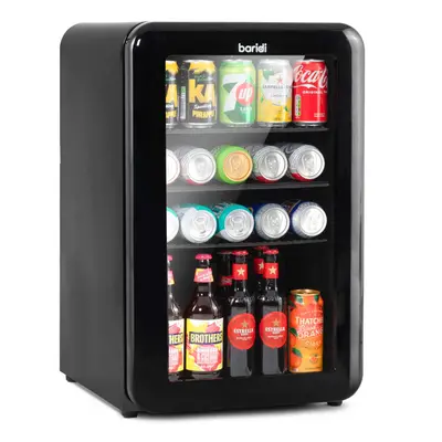 Baridi 70L Under Counter Drinks/Beer & Wine Cooler Fridge, Retro Style, Black - DH222