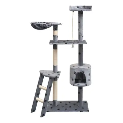 vidaXL Cat Tree with Sisal Scratching Posts cm Paw Prints Grey Play Tower