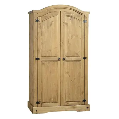 Corona Door Wardrobe Hanging Rail and Shelf in Distressed Waxed Pine