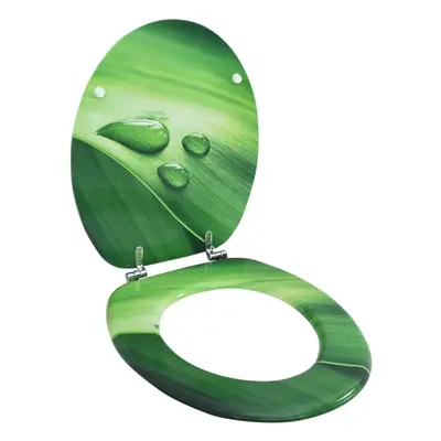 vidaXL WC Toilet Seat with Lid MDF Green Water Drop Design