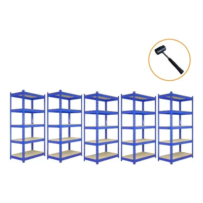 5 x Blue Racking Unit Tier Garage Storage Warehouse Shelving shelf 90x50x180cm