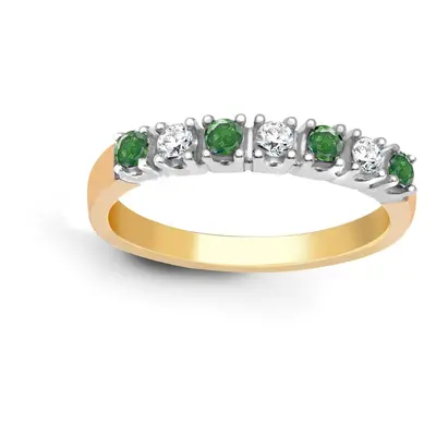 (V) Jewelco London 9ct Colour Gold J I1 0.15ct Diamond and Green 0.2ct Emerald Stone Royal Etern