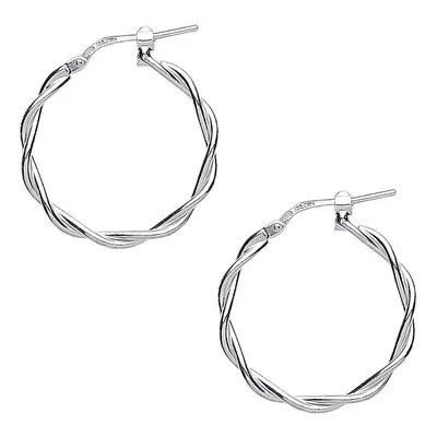 Jewelco London Ladies Sterling Silver Candy Twist Hoop Earrings 25mm 3mm - ER38