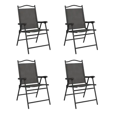 (4 pcs) vidaXL Folding Garden Chairs Outdoor Chair Melange Cream Steel and Textilene