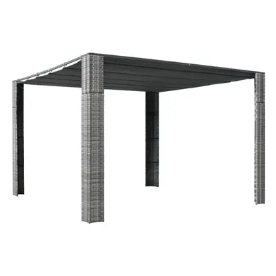 Garden Furniture Set Gazebo with Roof Poly Rattan 300x300x200 cm Grey and Anthracite