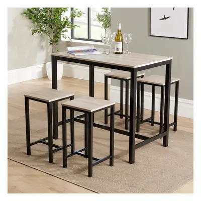 (Light Oak) Home Source Nicosia Table and Bar Stool Dining Set