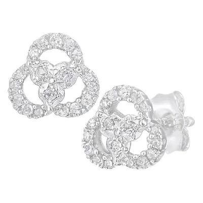 Jewelco London 9ct White Gold Round 14pts Diamond Twisted Pretzel Trilogy Rings Stud Earrings - 