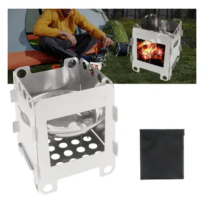 Outdoor Portable Wood Cooking Stove Stainless Steel Picnic BBQ Burner Furnace Camping Hiking