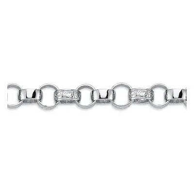 Jewelco London Mens Rhodium Plated Sterling Silver carved Belcher Bracelet 7mm 8.5 inch - ACN002