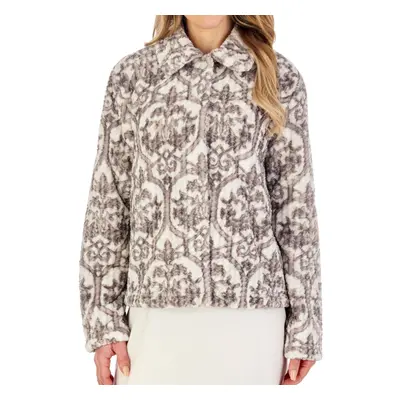 (Grey, Extra Large - UK 20/22) Slenderella Ladies Waffle Fleece Damask Button Front Bed Jacket