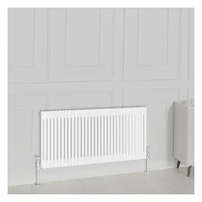 (600x1460mm-2 Column, White) NRG Traditional Radiator Horizontal Vertical Cast Iron Style Double