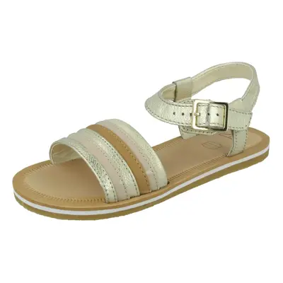 (Gold, UK Infant) Girls Clarks Casual Sandals Finch Stride - F Fit