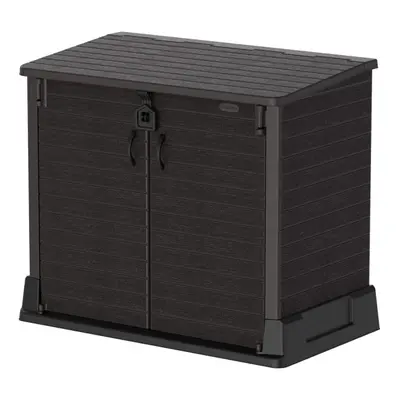 Duramax Cedargrain StoreAway 850L Plastic Garden Storage Shed - Outdoor Storage Shed, Wheelie bi