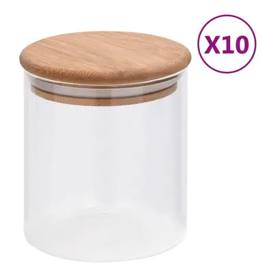 vidaXL 10x Storage Glass Jars with Bamboo Lid ml Storage Bottle Furniture