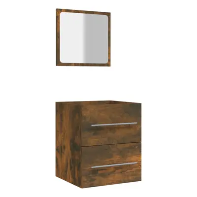 (Smoked oak) vidaXL Bathroom Cabinet with Mirror Vanity Unit Sink Cabinet Engineered Wood