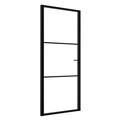 vidaXL Interior Door Barn Door Sliding Door ESG Glass and Aluminium Black