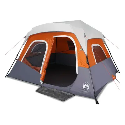 vidaXL Camping Tent with LED Light Dome Tent Lightweight Tent Grey and Orange