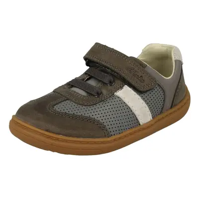 (Grey, UK 9.5 Child) Boys Clarks Elasticated Lace Detailed Shoes Flash Step T - F Fit