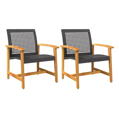 vidaXL Garden Chairs Outdoor Chair pcs Black Poly Rattan and Acacia Wood