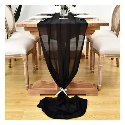 50CM Wide Black Voile Fabric Wedding Deco, Drape, Chair sash DIY Material (200 Meters)