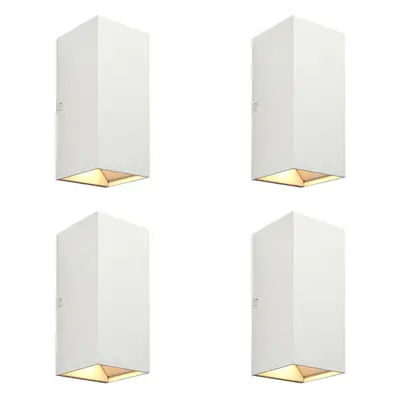 4 PACK Twin Outdoor Rectangular Wall Light - x 5.5W CCT LED - Matt White