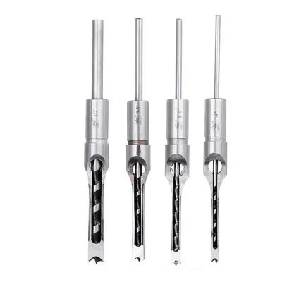 (4pc/Sets) 6.35/7.94/9.5/12.7mm Square Hole Drill Bit Mortising Chisel 1/4 to 1/2 Inch