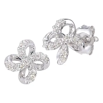 Jewelco London 9ct White Gold Round 15pts Diamond Flower Stud Earrings - PE0AXL5589W