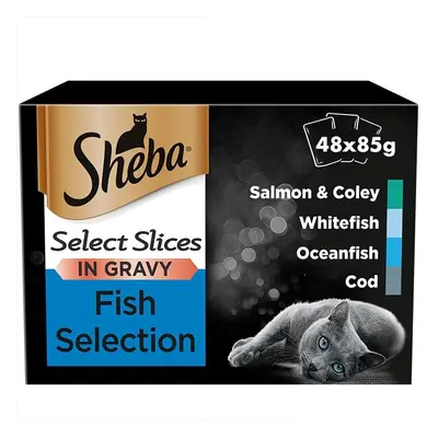 Sheba Select Slices Cat Pouches Fish Collection In Gravy 12x85g (Pack of 4)