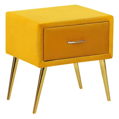 1 Drawer Bedside Table FLAYAT Velvet Mustard