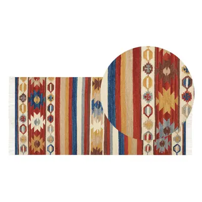 Wool Kilim Area Rug x cm Multicolour JRARAT