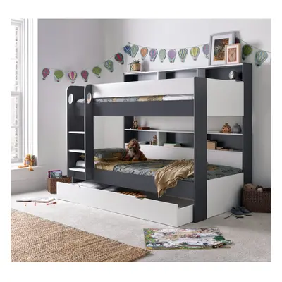 (No) Olly Grey And White Wooden Storage Bunk Bed