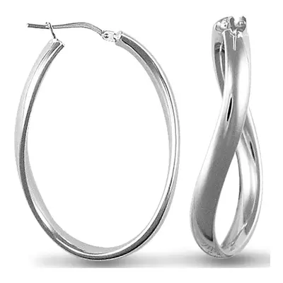 Jewelco London Sterling Silver formed Hoop Earrings - Ladies - AER027