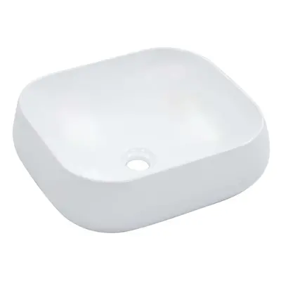 vidaXL Wash Basin 44.5x39.5x14.5cm Ceramic White Bathroom Wash Bowl Sink Unit