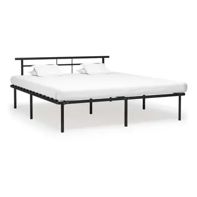 vidaXL Bed Frame Black Metal 200x200 cm Modern Bedroom Sleeping Furniture Home