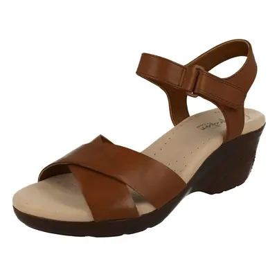 (UK 8, Mahogany (Brown)) Ladies Clarks Casual Wedge Sandals Lynette Deb - D Fit