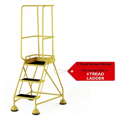 4 Tread Mobile Warehouse Steps & Guardrail YELLOW 2m Portable Safety Stairs