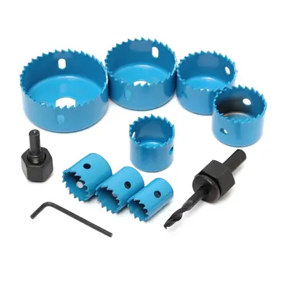 8pcs Blue Hole Saw Cutter Set with Hex Wrench Wood Alloy Iron for Woodworking