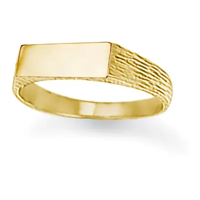 (J) Jewelco London Unisex Solid 9ct Gold Engravable Barked Initial Blank Plate Signet Ring - JIR