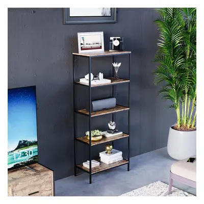 (Dark Wood) Brooklyn Industrial Bookcase Wooden Shelves Tier